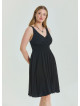 V Neck Robe Black Plus Size Dress 4587